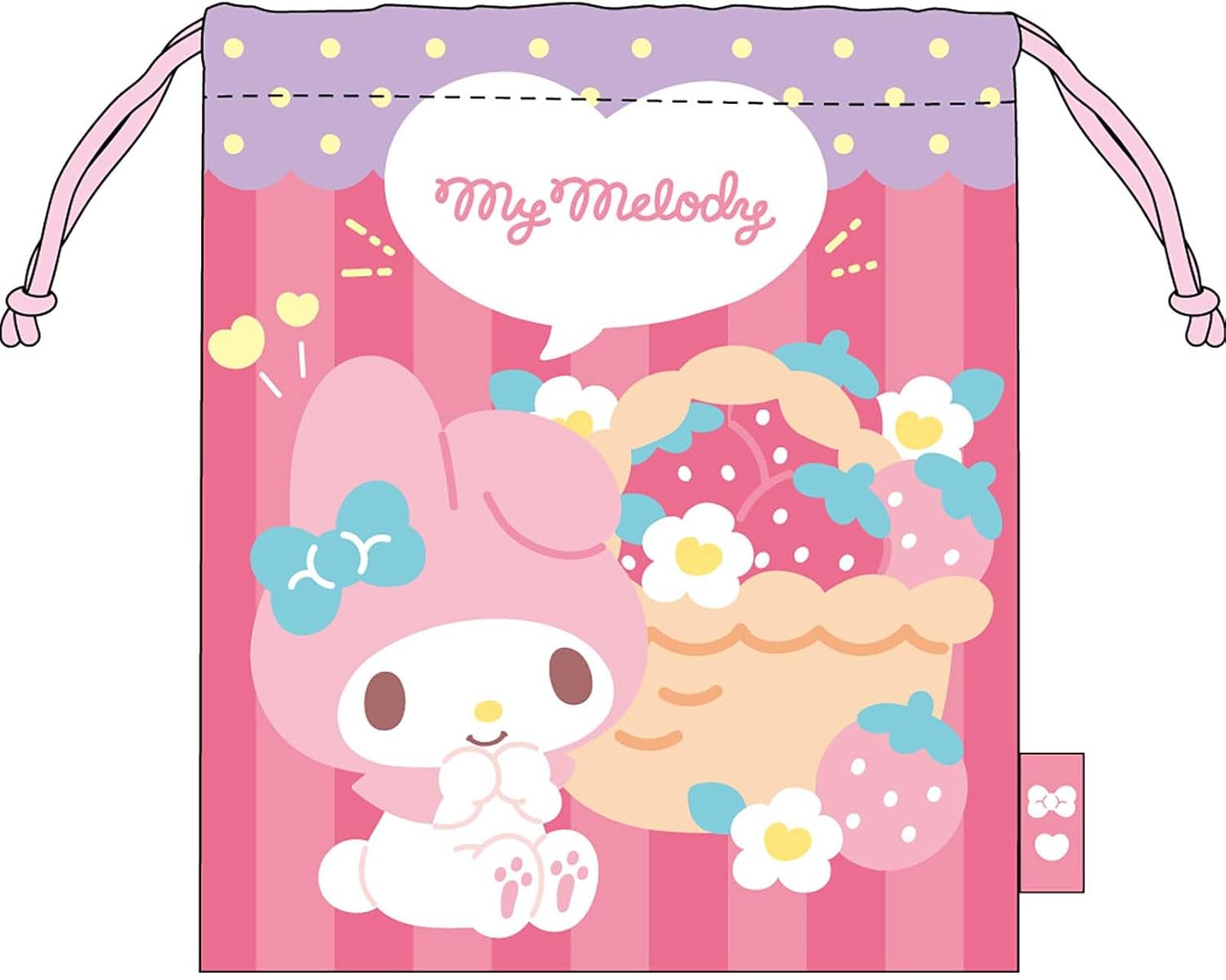J's Planning Sanrio Drawstring Bag, Kuromi Trend, H8.3 x W7.1 inches (21 x 18 cm) FRK958