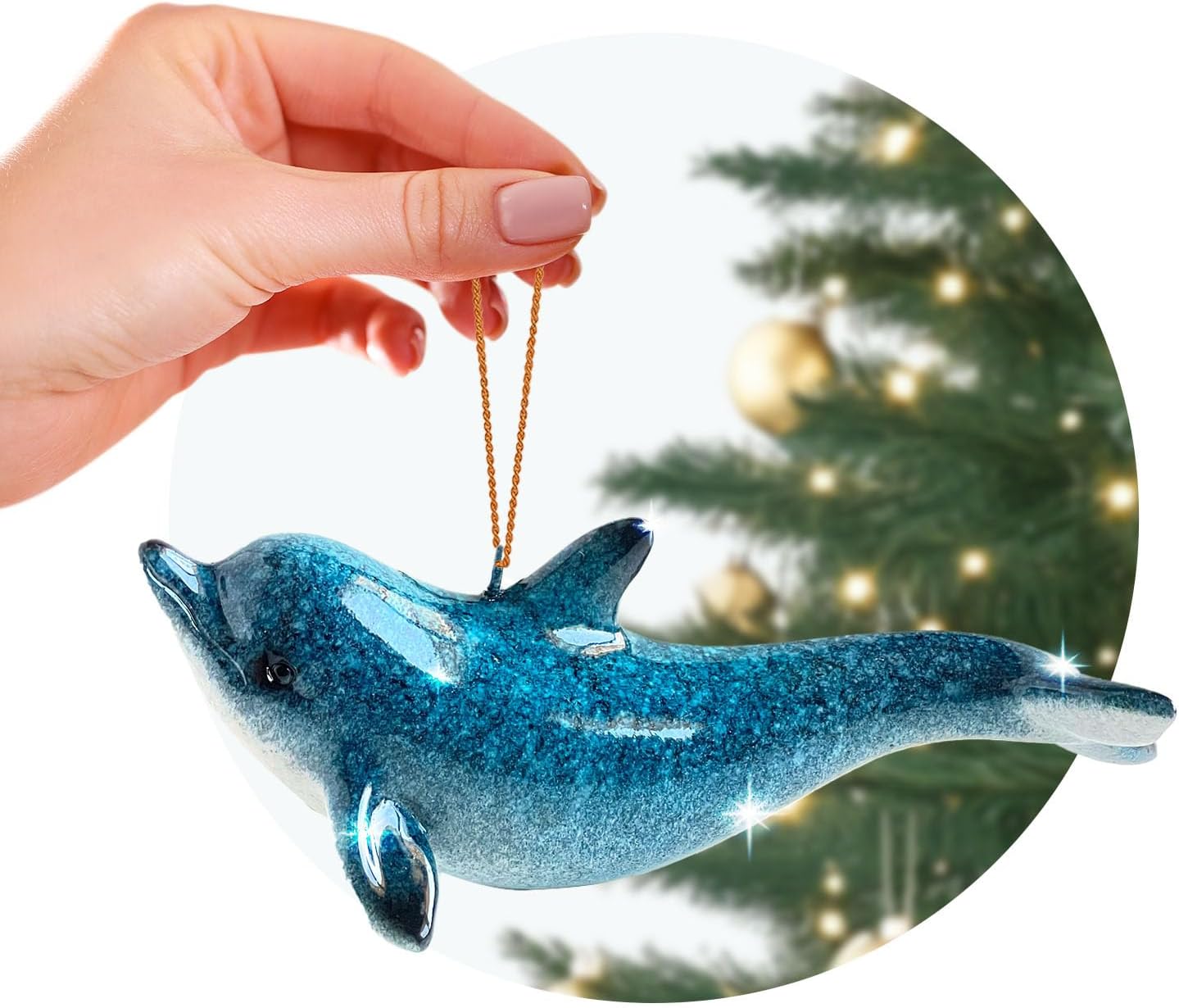 Adorno de tortuga marina azul, decoraciones navideñas pintadas a mano 2023, temática de playa, decoración del océano, adornos de árbol de Navidad, ideal para rellenar calcetines en embalaje de regalo rengöra