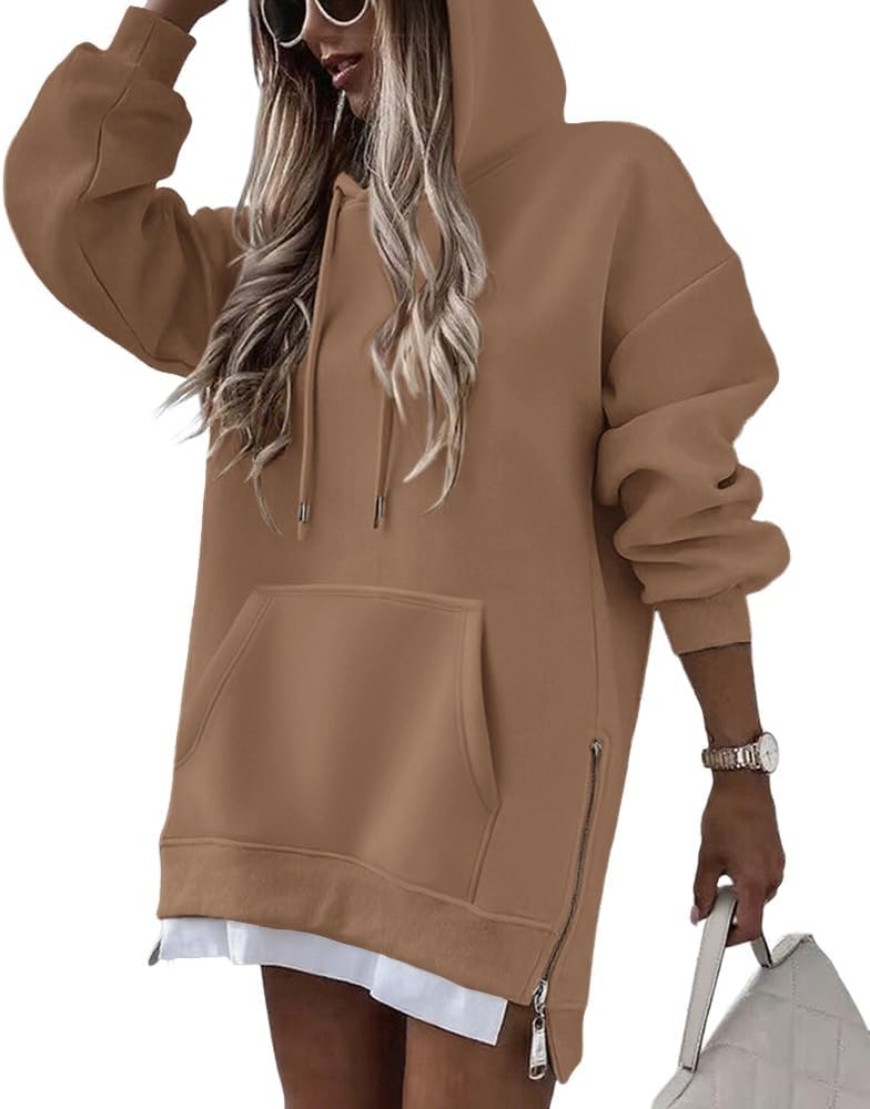 CHICME Vestido largo con capucha de gran tamaño para mujer, trajes de otoño 2025, sudadera de invierno
