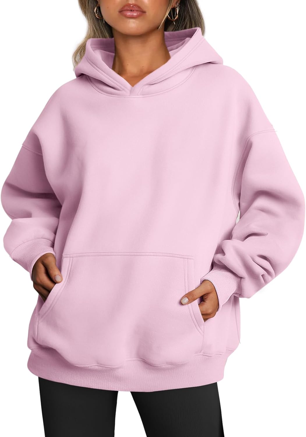 Trendy Queen Sudaderas con capucha de gran tamaño para mujer, sudaderas de felpa para mujer, suéteres de moda de otoño, suéteres de invierno | Gentle Skin Feel, Aesthetic Drop Shoulder, Large Kangaroo Pocket, Seamless Daily Outfit Match