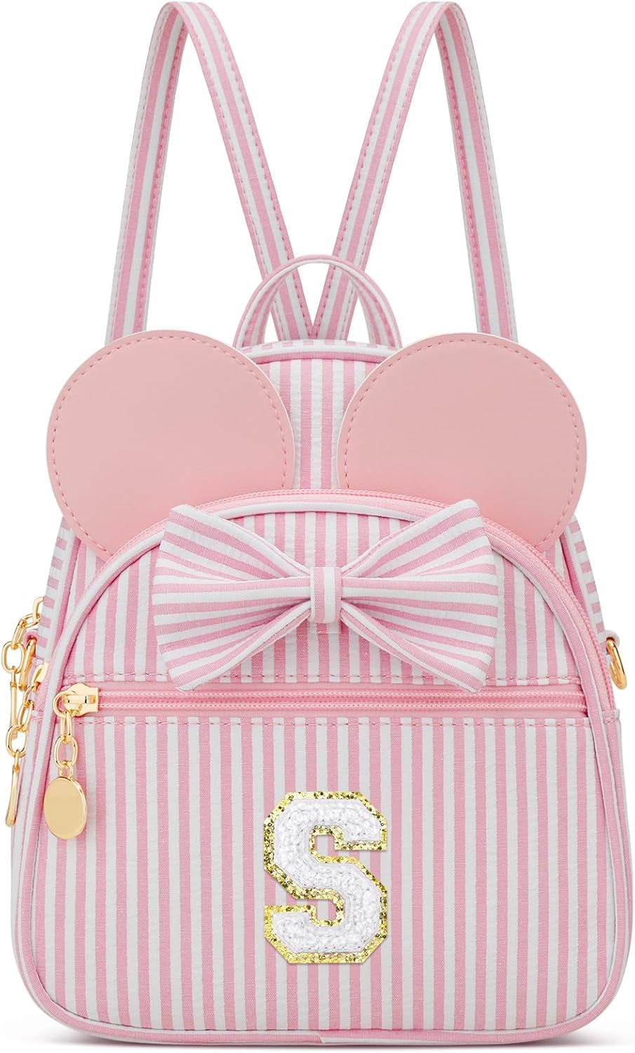 Regalo de cumpleaños personalizado para niñas pequeñas, mochila pequeña con inicial para niñas pequeñas, lindo mini bolso para niños de 3 a 10 años, rosa A