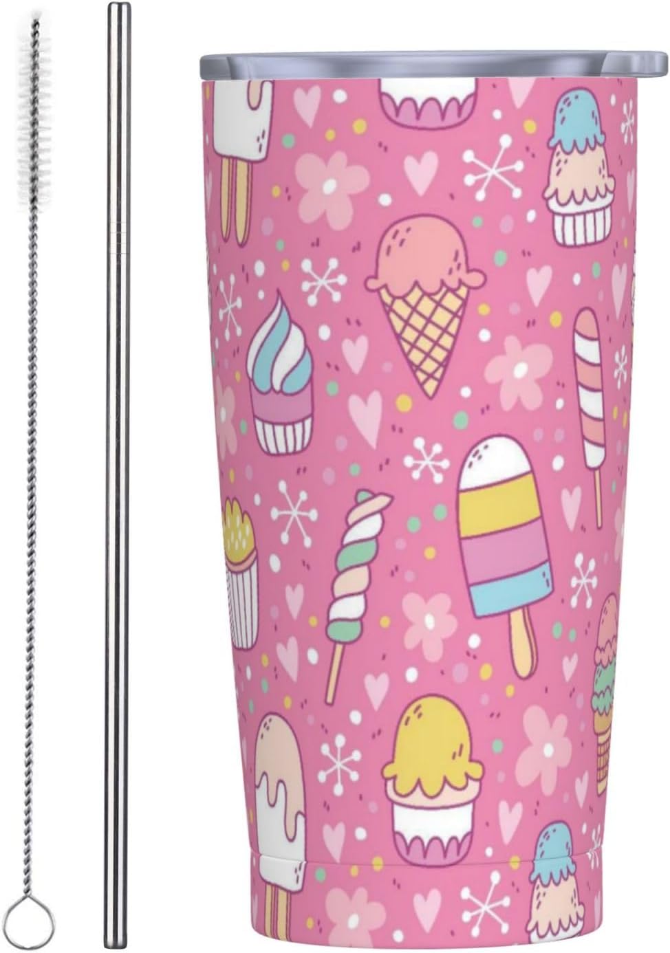 Space - Vaso de 20 onzas con tapa y popote para mujeres y hombres, taza aislada de planetas del sistema solar, diseño de estrellas, vaso de acero inoxidable dibujado a mano, vaso de acero