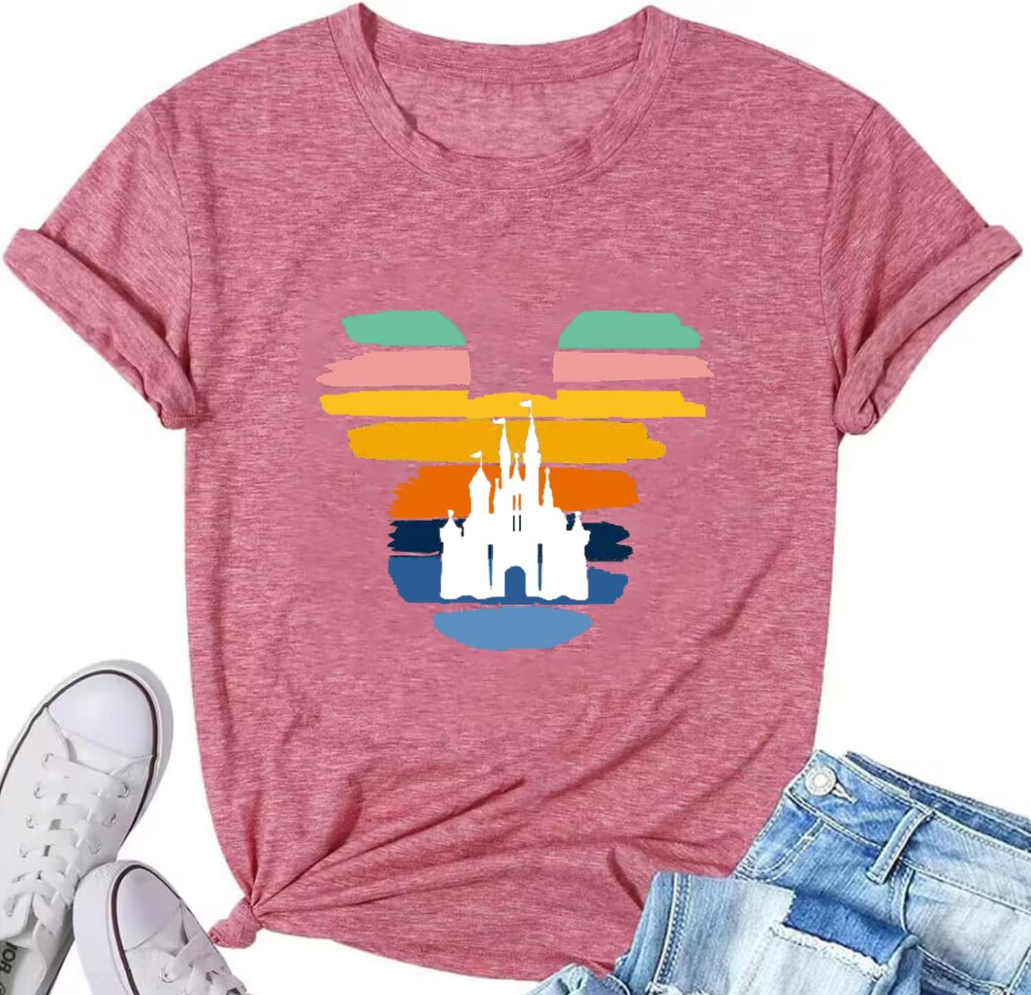 Camisa mágica para mujer, camiseta del Reino Mágico, camiseta gráfica de castillo, vacaciones familiares, tops de manga corta, tops casuales de verano