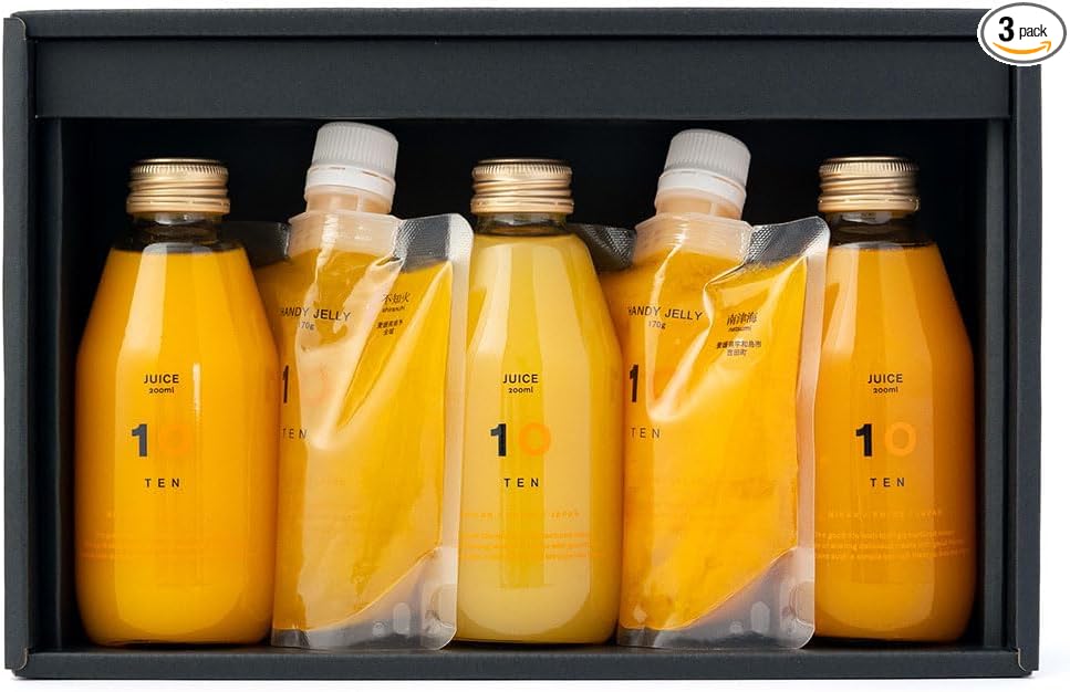 TP561GI 10FACTORY Gift Ehime Mandarin Juice, Ehime Mikan, 100% Juice, 10 Bottles (6.8 fl oz (200 ml), Set of 10 Types, Boxed, Wrapped, Compatible with Iron Paper, Tote Bag Included, High Quality, No Additives, Made in Japan, For Home Celebrations
