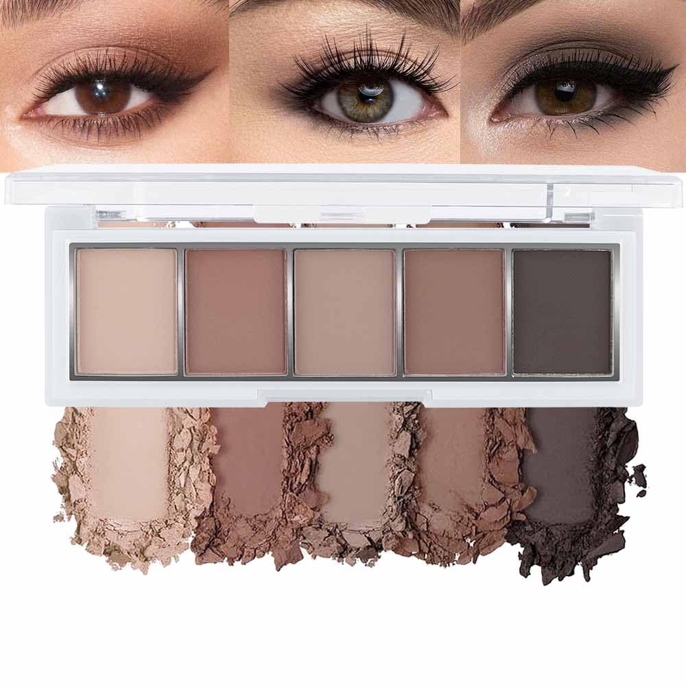 evpct Mauve Taupe Plum Matte Single Eye Shadow Palette Makeup for Older Women, Plum Lavender Purple Natural Cream Eyeshadow Palette for Green Eyes, High Pigment Mini Monochrome Eyeshadow