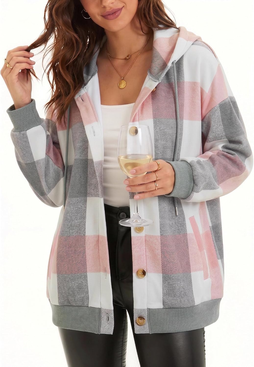 Zeagoo Sudadera con capucha para mujer, de gran tamaño, con botones, con bolsillos, cómodas chaquetas de forro polar, a la moda, S-3XL