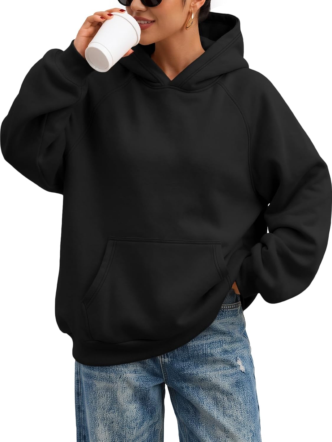 Trendy Queen Sudaderas con capucha de gran tamaño para mujer, cómodas sudaderas de forro polar, cómodas sudaderas de otoño 2026
