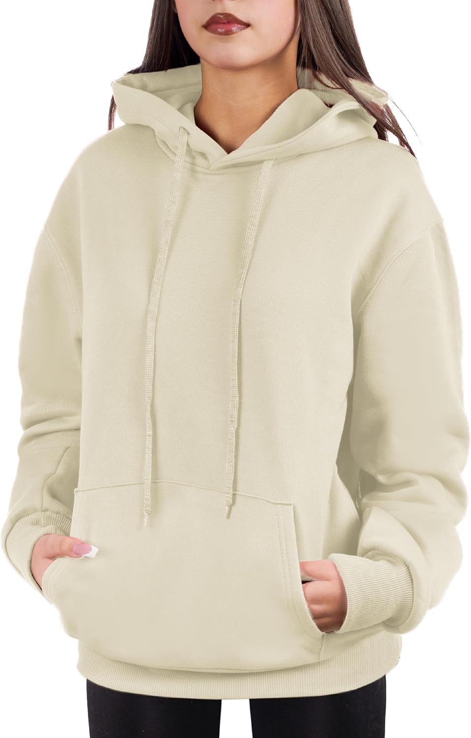 Sudadera de gran tamaño con capucha para mujer, mezcla de algodón y forro polar suave, acogedora sudadera para todos los días