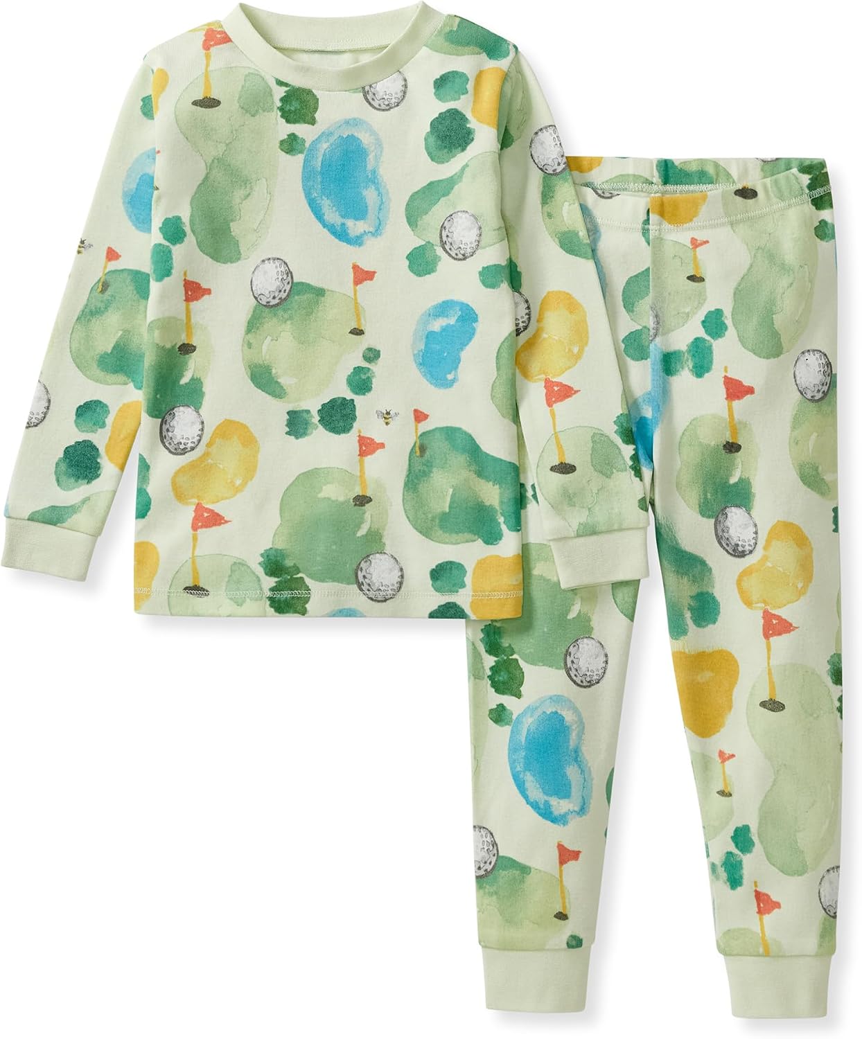 Burt's Bees Baby Pijama de algodón orgánico para niños, conjunto de pijama para niños pequeños, 2 piezas | Soft, cozy, snug fitting pajamas feature stretchy ribbed cuffs and hand painted prints to make bedtime a breeze