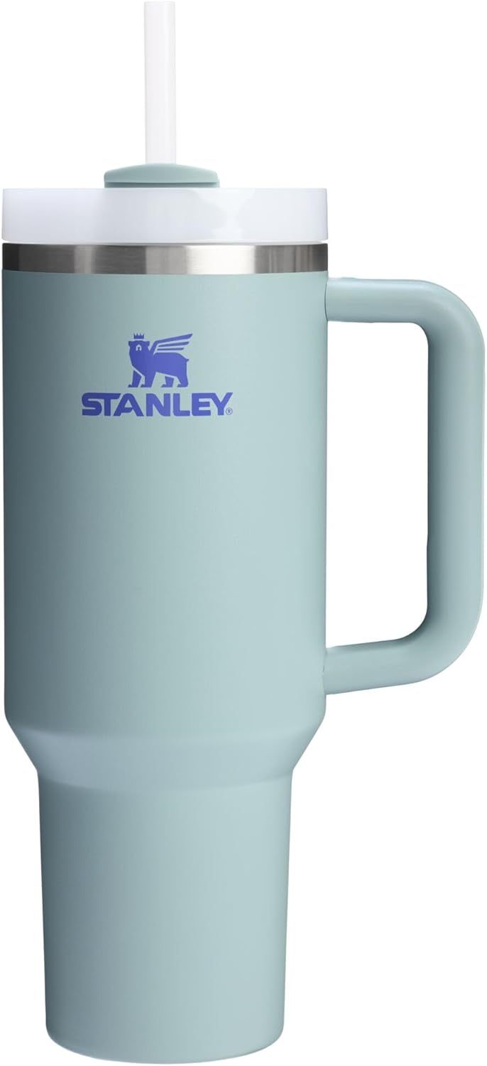 Stanley Quencher H2.0 - Vaso de acero inox. con asa, pajilla y tapa FlowState giratoria de 3 posiciones; aislamiento térmico/sin BPA; apto p/portavaso p/viaje; 30 oz, coral dorado (Goldenrod Coral)