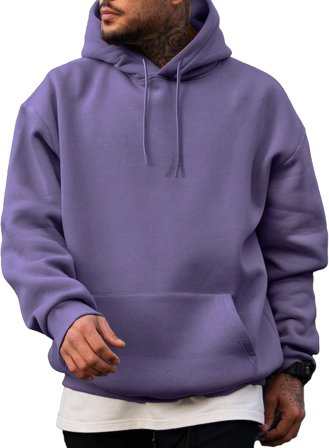 JMIERR - Sudaderas con capucha de manga larga para hombre, estilo casual, con cordón en el cuello, de algodón | Cómodo suéter con forro polar, capucha con cordón ajustable, bolsillo canguro, ajuste regular, lavable a máquina