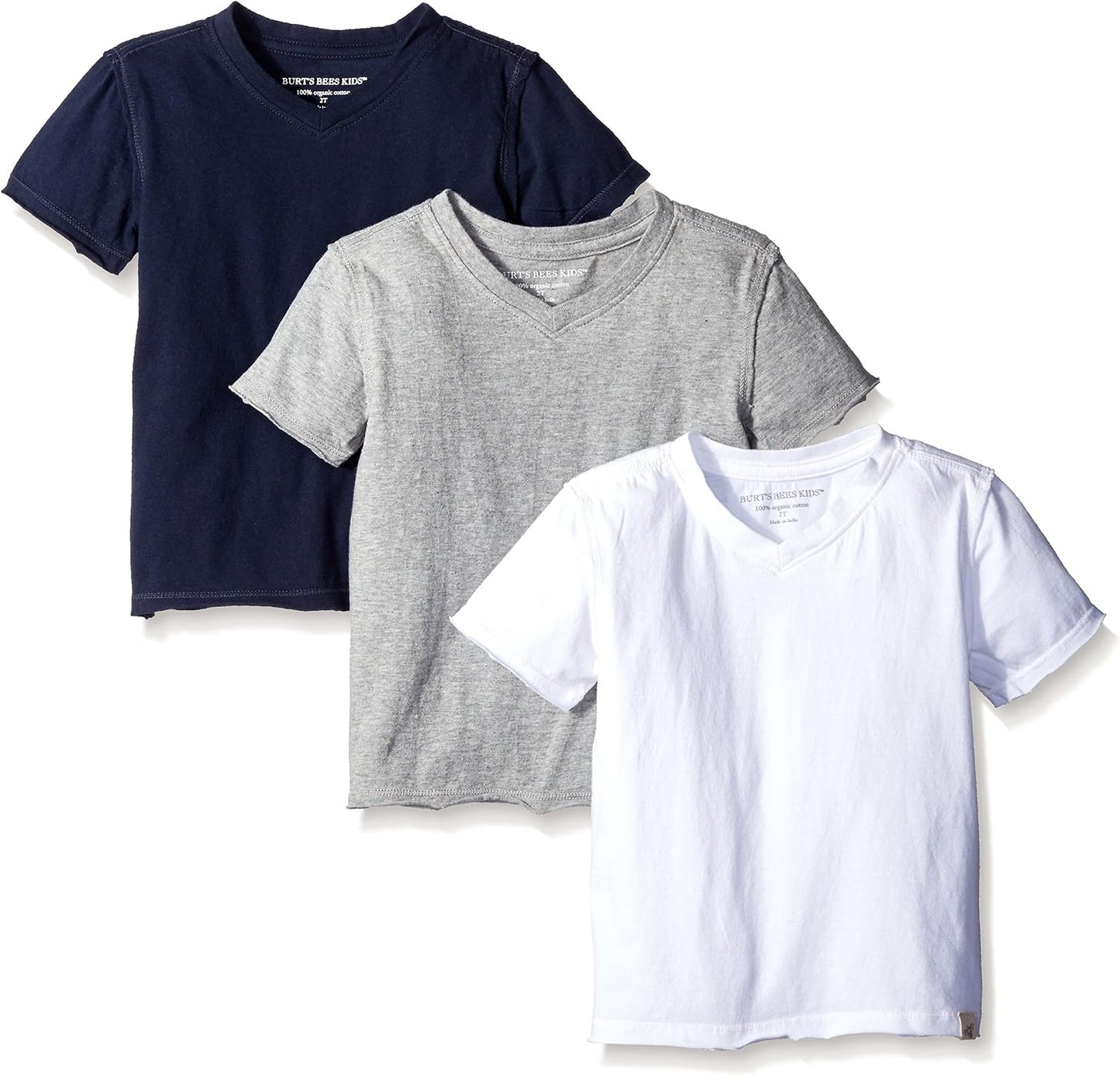 Burt's Bees Baby Camisetas para Bebés Niños, Camisetas de Manga Corta y Larga con Cuello en V y Cuello Redondo para Bebés y Niños Pequeños, 100% Algodón Orgánico