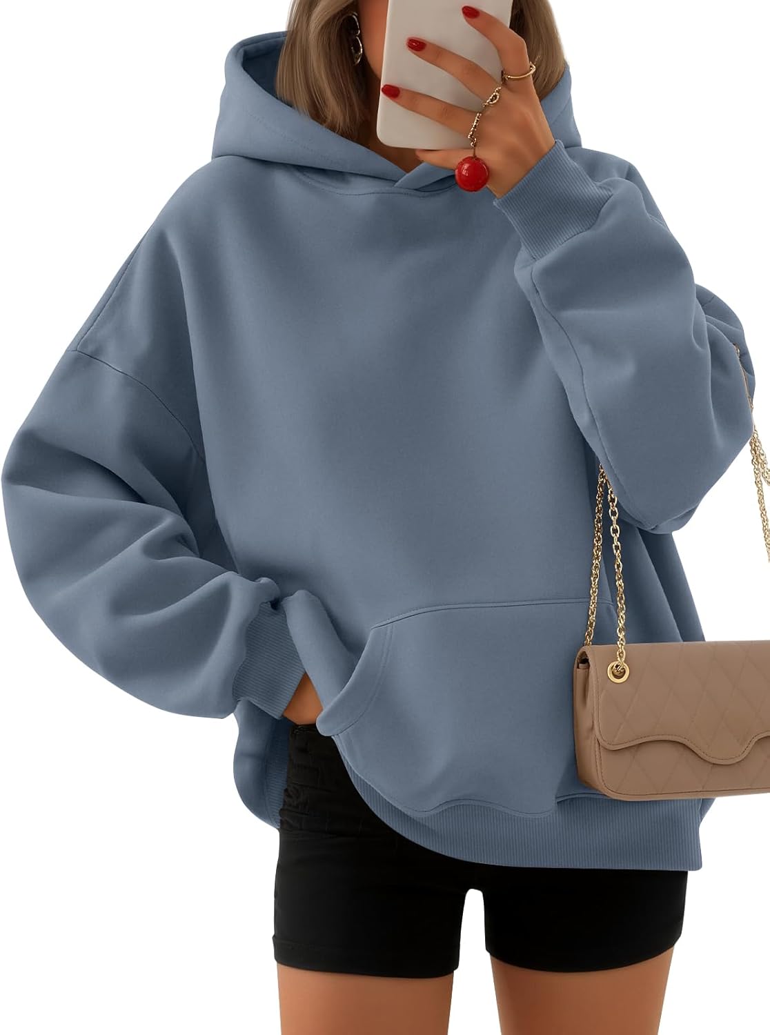 EFAN - Sudadera con capucha para mujer - Sudadera de vellón sobredimensionada con mangas largas para otoño e invierno, ropa de moda inspirada en el estilo Y2K