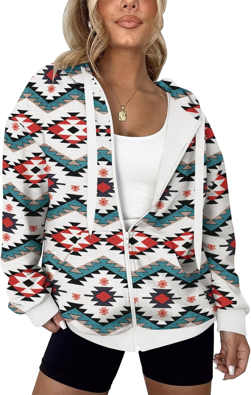 LYHIPSS - Sudaderas con capucha de gran tamaño para mujer, ligeras, con cremallera completa, manga larga, con cordón