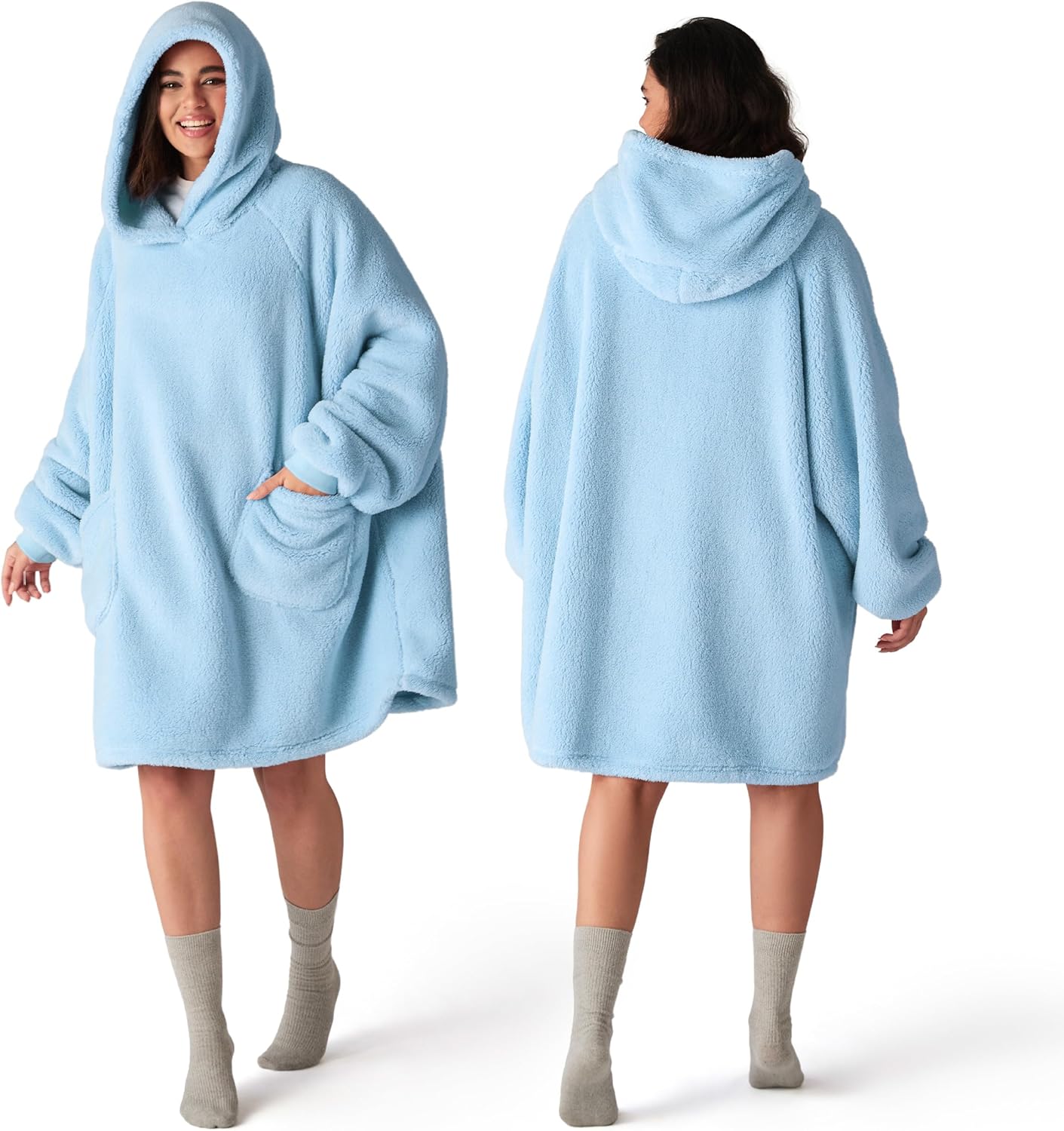 Bedsure Mantas Ponibles con Capucha, Regalos de Navidad para Mujeres, Esposa, Novia, Regalos de Cumpleaños Cálidos y Acogedores para Ella, Esposa, Sudadera Suave y Esponjosa, Mantas con Capucha de