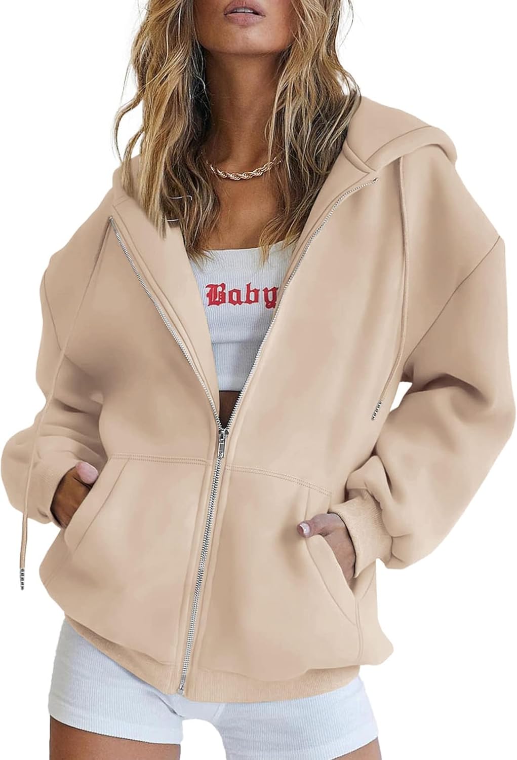 PRETTYGARDEN Sudaderas con capucha Y2K con cremallera para mujer, estilo casual, manga larga, para otoño e invierno, chaquetas con bolsillos