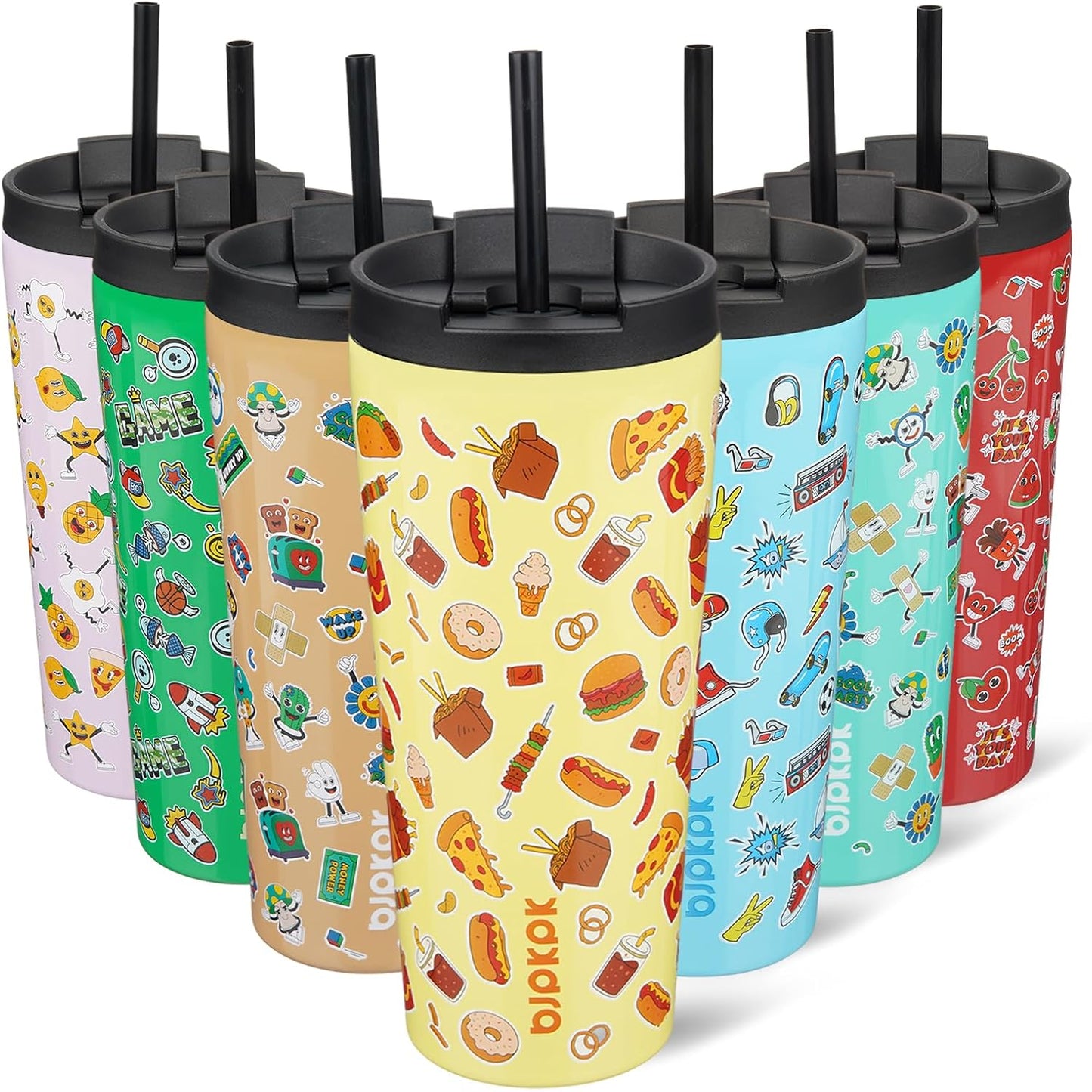 BJPKPK - Vaso de acero inoxidable con aislamiento, tapa y pajilla, taza de café para viaje, de 18 onzas, diseño de laguna