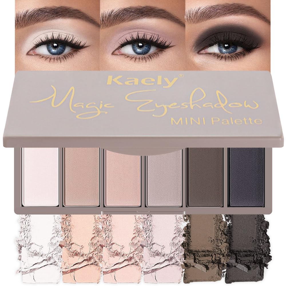 evpct - Paleta de sombra de ojos cuadrada en polvo mate marrón desnudo, rosa desnudo claro, marrón oscuro natural, sombra de ojos mate ahumada de alta pigmentación, mini paleta de maquillaje para