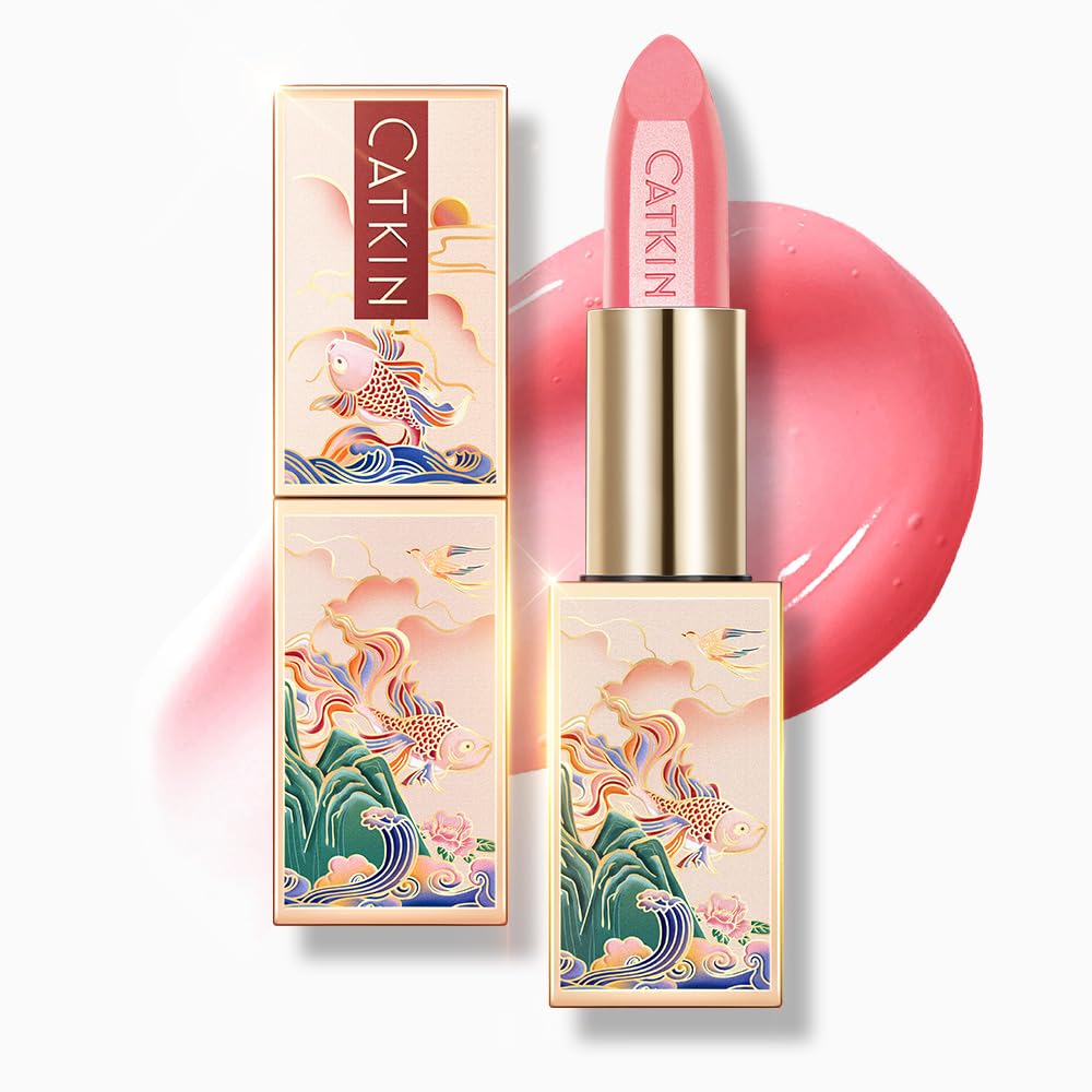 CATKIN Bálsamo labial tintado con purpurina para labios ultra hidratante, humectante labial, cuidado de labios con vitamina E nutritivo para labios agrietados y secos, 0.12 onzas, C15 Destiny, rojo