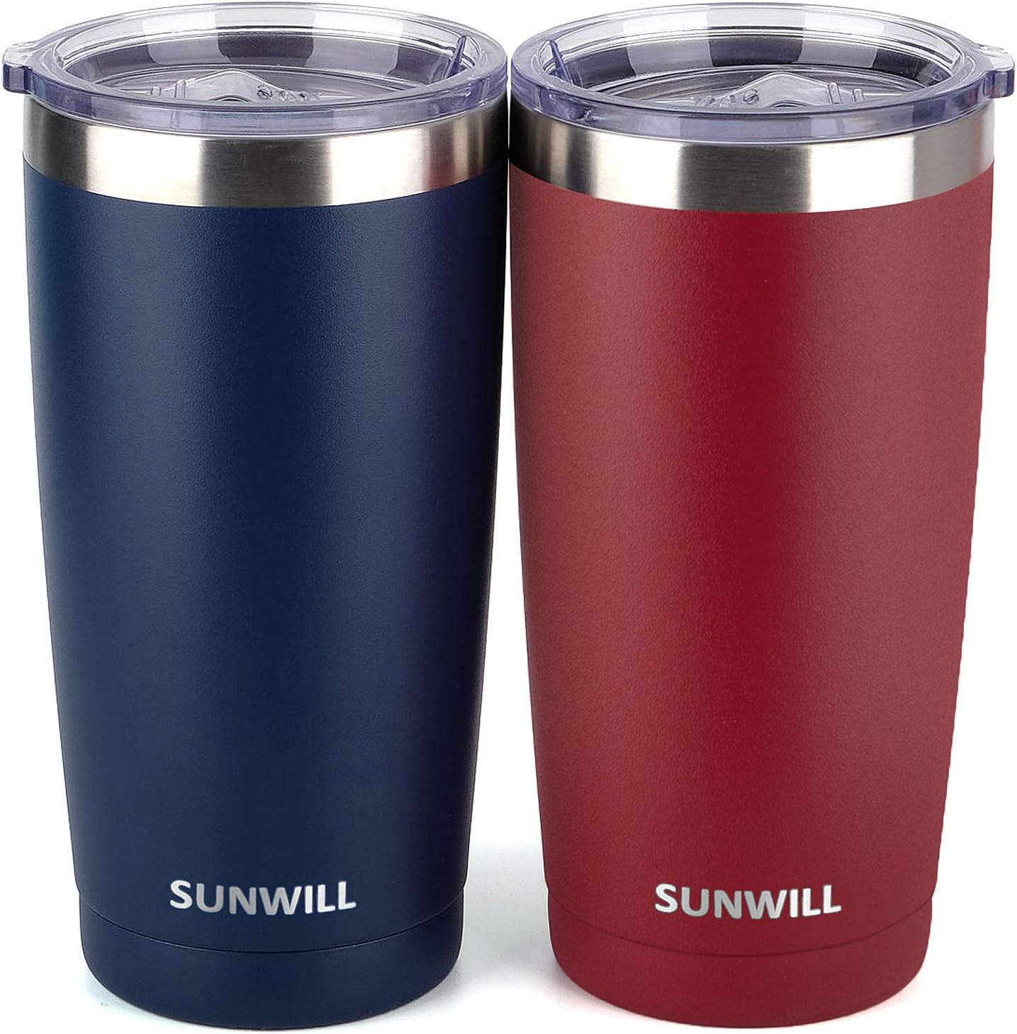 SUNWILL Vaso de café de viaje de 20 onzas, taza aislada con tapa, taza de acero inoxidable para exteriores, recubrimiento en polvo, color azul rey