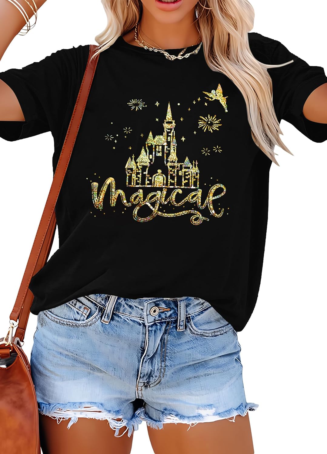 FRYAID Fantastical - Camisa de manga corta para mujer, diseño de teñido anudado Wonder World, diseño de teñido anudado