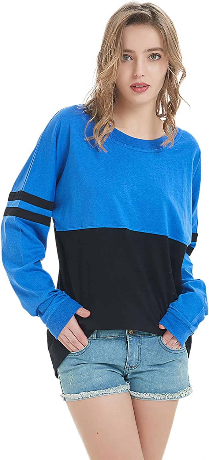 TopTie Camiseta de manga larga con pompones y cuello redondo para mujer, color blanco