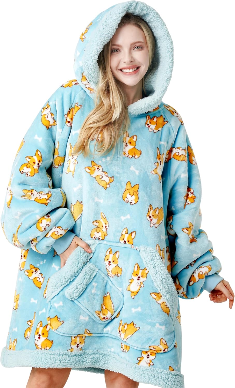 Giggling Getup Manta con capucha para adultos, regalos para adolescentes, niñas, hermanas, mujeres, forro polar sherpa, sudadera con capucha, cálida y acogedora con bolsillo y mangas, color beige gato