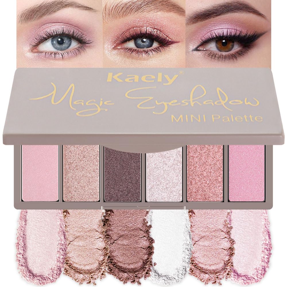 evpct - Paleta de sombra de ojos cuadrada en polvo mate marrón desnudo, rosa desnudo claro, marrón oscuro natural, sombra de ojos mate ahumada de alta pigmentación, mini paleta de maquillaje para