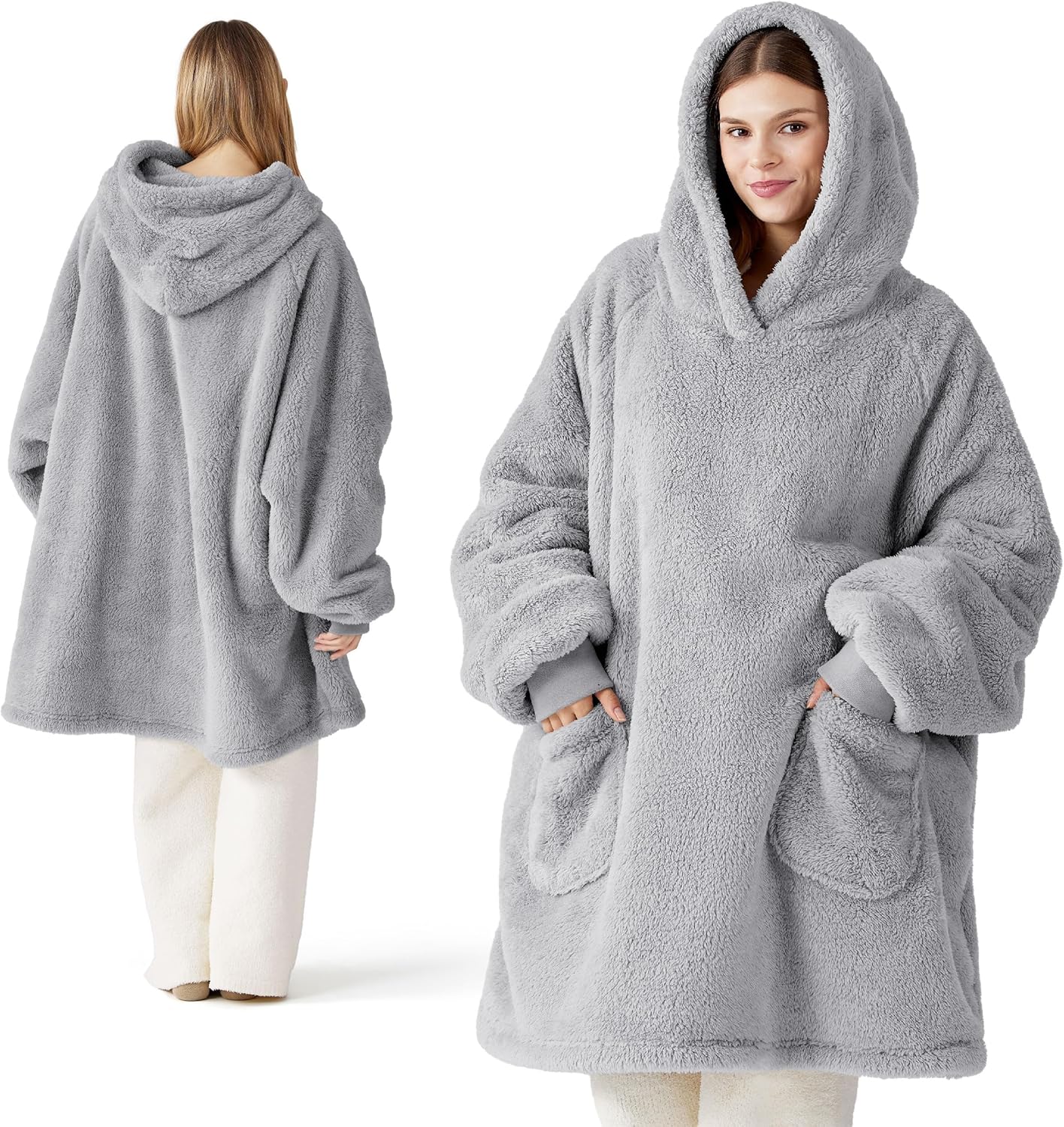 Bedsure Mantas Ponibles con Capucha, Regalos de Navidad para Mujeres, Esposa, Novia, Regalos de Cumpleaños Cálidos y Acogedores para Ella, Esposa, Sudadera Suave y Esponjosa, Mantas con Capucha de