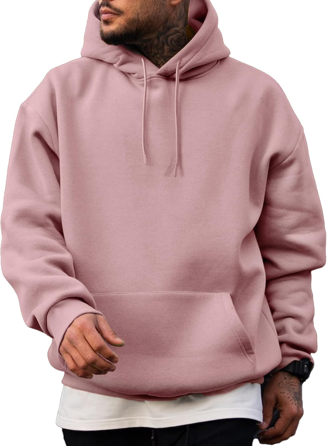 JMIERR - Sudaderas con capucha de manga larga para hombre, estilo casual, con cordón en el cuello, de algodón | Cómodo suéter con forro polar, capucha con cordón ajustable, bolsillo canguro, ajuste regular, lavable a máquina