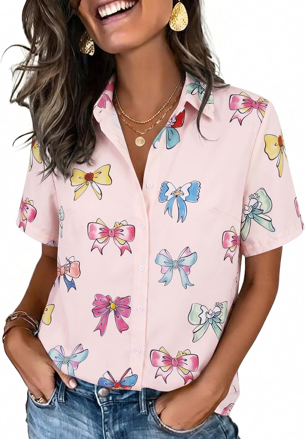 Camisas mágicas para mujer You've Got A Friend in Me Camisa Castillo Hawaiano Camiseta Linda Vacaciones Familiares Tops con Botones