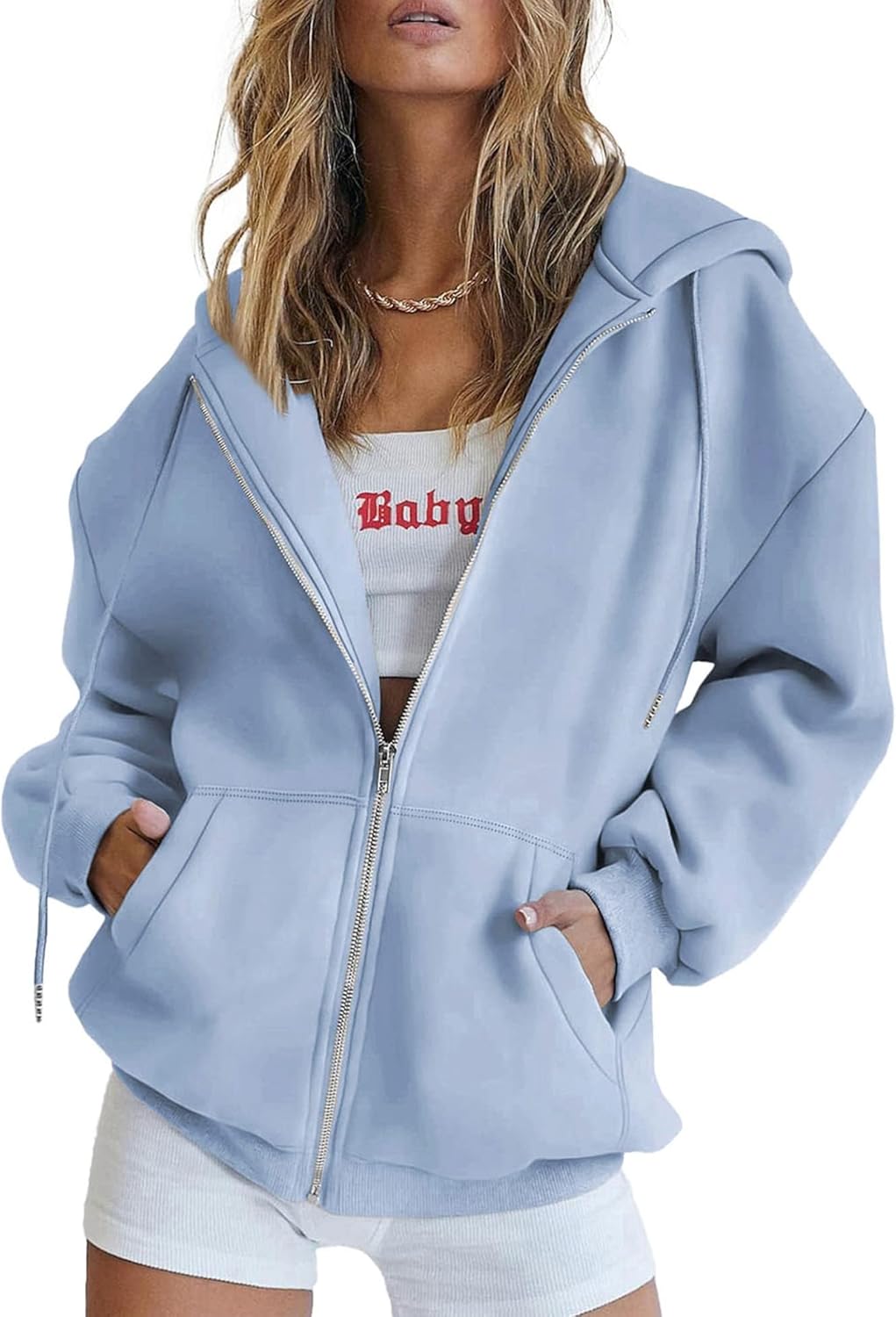 PRETTYGARDEN Sudaderas con capucha Y2K con cremallera para mujer, estilo casual, manga larga, para otoño e invierno, chaquetas con bolsillos