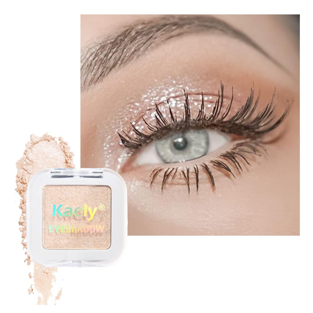 Kaely Maquillaje de sombra de ojos individual prensado, marrón nude claro mate altamente pigmentado, paleta de sombras de ojos monocromáticas altamente pigmentadas, mini sombra de ojos en polvo neutro impermeable, sombras para ojos, ligero mezclable, 13
