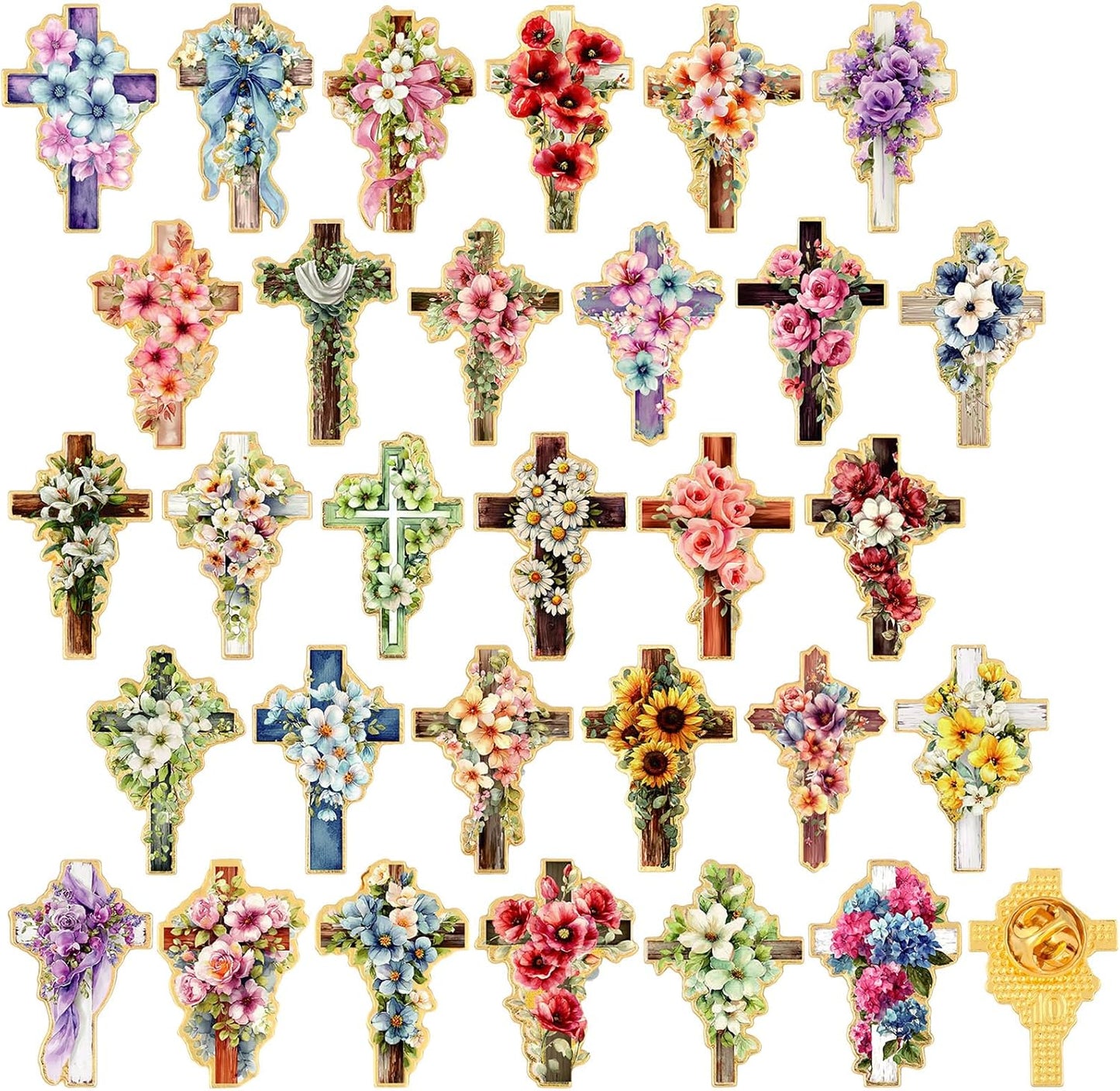 Landical 30 piezas, lindos pines de esmalte a granel, flores de plantas, animales, Halloween, gato negro, gótico, calabazas de otoño, primavera, broches de solapa de dibujos animados, pin de joyería