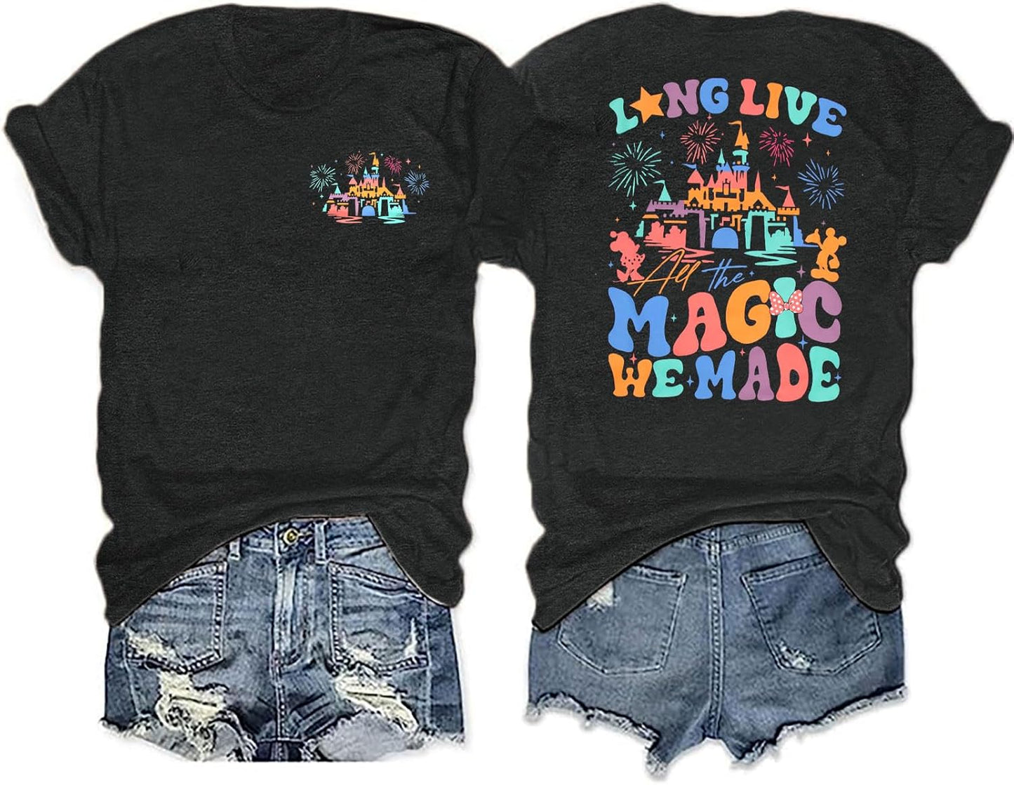 FRYAID Fantastical - Camisa de manga corta para mujer, diseño de teñido anudado Wonder World, diseño de teñido anudado