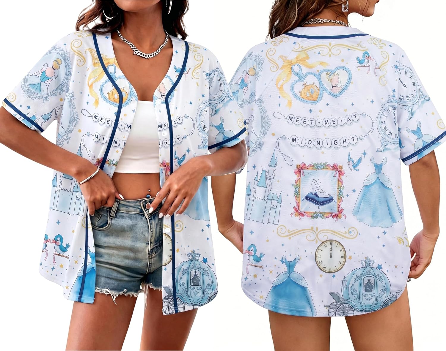 Camiseta mágica para mujer, camisas Magic Kingdom, camisa de vacaciones familiares, uniformes deportivos, tops cosidos con botones