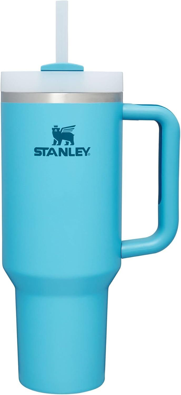 Stanley Quencher H2.0 - Vaso de acero inox. con asa, pajilla y tapa FlowState giratoria de 3 posiciones; aislamiento térmico/sin BPA; apto p/portavaso p/viaje; 30 oz, coral dorado (Goldenrod Coral)