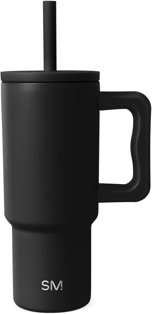 Simple Modern Disney Trek Kids - Vaso de acero inoxidable para niños y niñas, con asa y tapa con pajilla de silicona, resistente a derrames y fugas, reutilizable, Minnie Mouse en terrazo, 24 onzas
