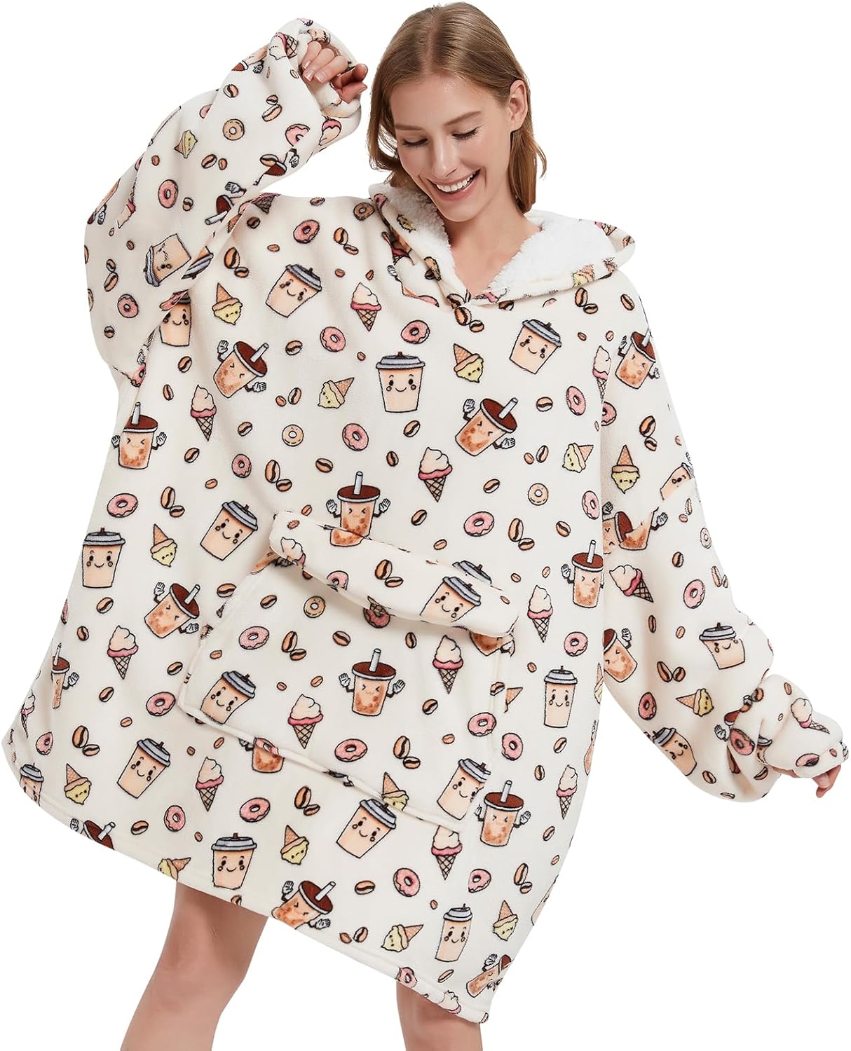 Mewkou - Manta con capucha portátil para adultos, manta con capucha de forro polar sherpa de gran tamaño para mujeres y hombres, Dachshund