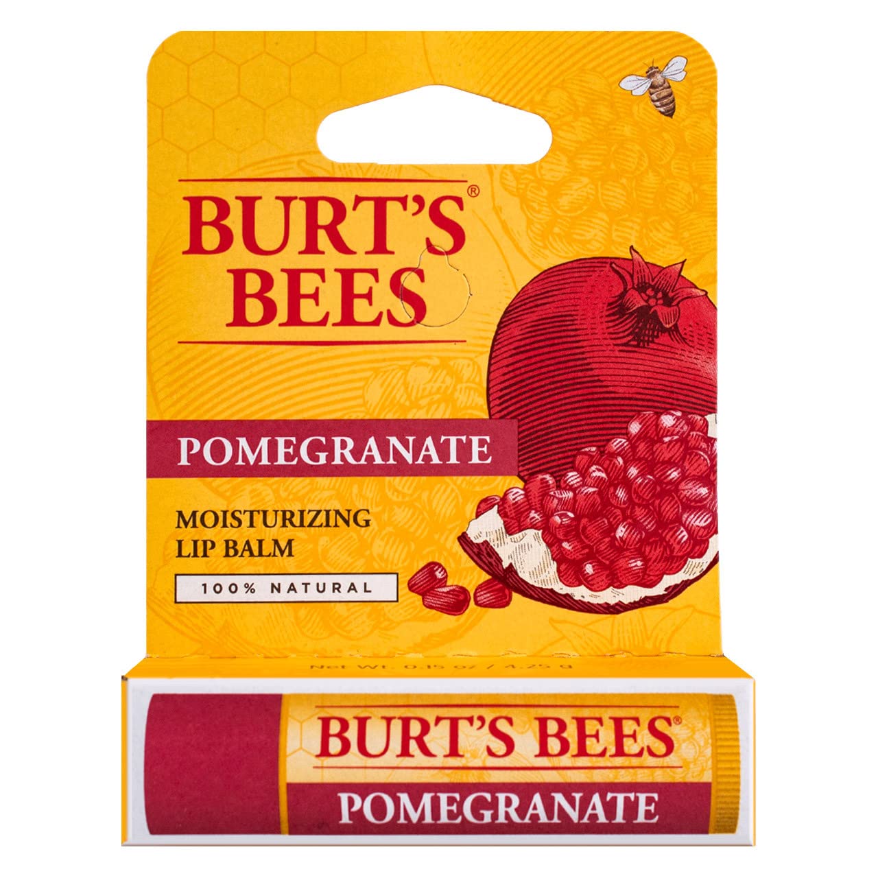Burt's Bees Bálsamo labial de cera de abejas, hidratante labial con cera de abejas de origen responsable, sin tinte, tratamiento labial acondicionador natural, 1 tubo, 0.15 onzas.