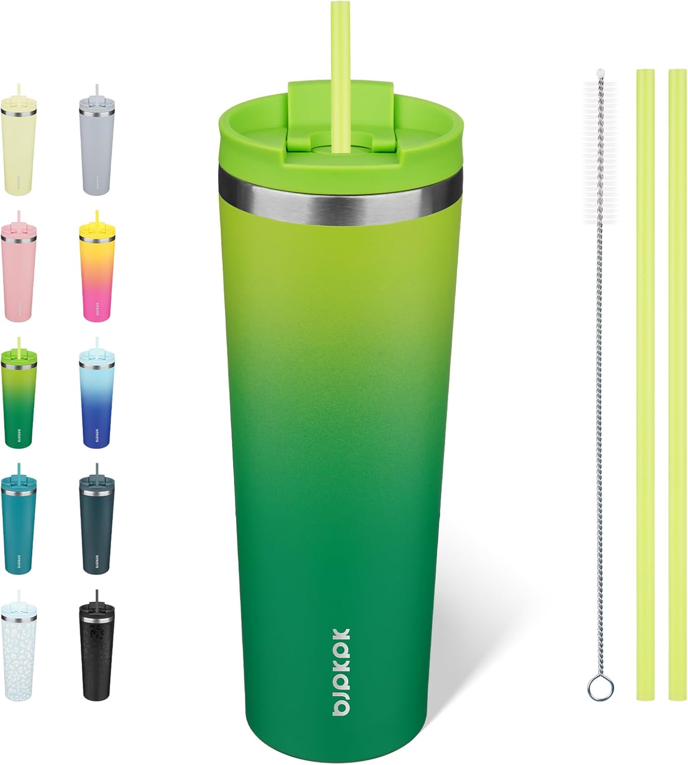 BJPKPK - Vaso de acero inoxidable con aislamiento, tapa y pajilla, taza de café para viaje, de 18 onzas, diseño de laguna