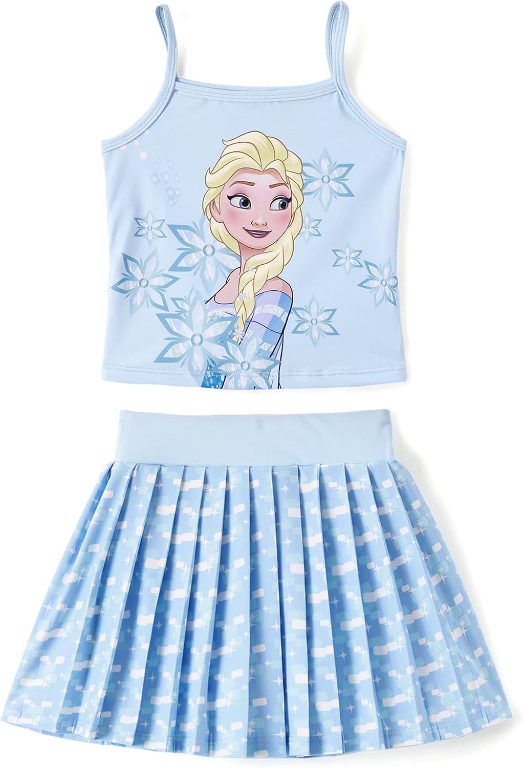 Disney Minnie Frozen Stitch Princess - Conjunto de falda de tenis para niñas pequeñas, camisola atlética y falda pantalón de 2 piezas, 2-9 años