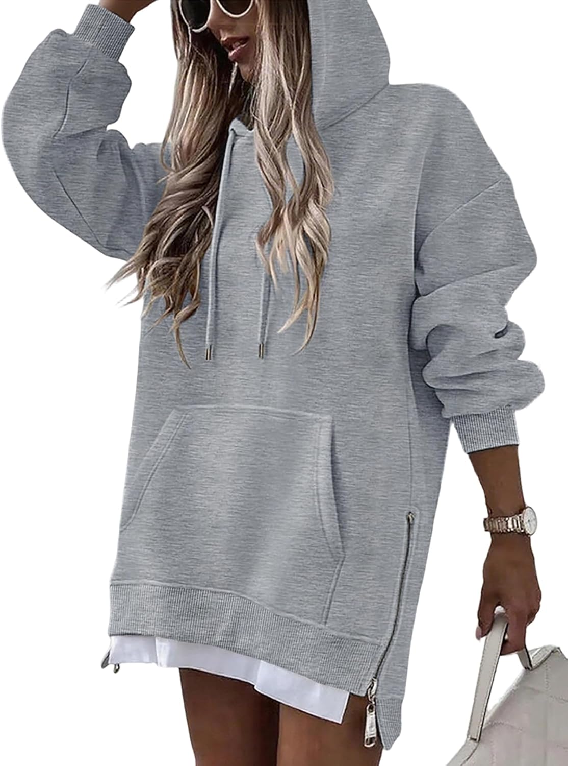 CHICME Vestido largo con capucha de gran tamaño para mujer, trajes de otoño 2025, sudadera de invierno