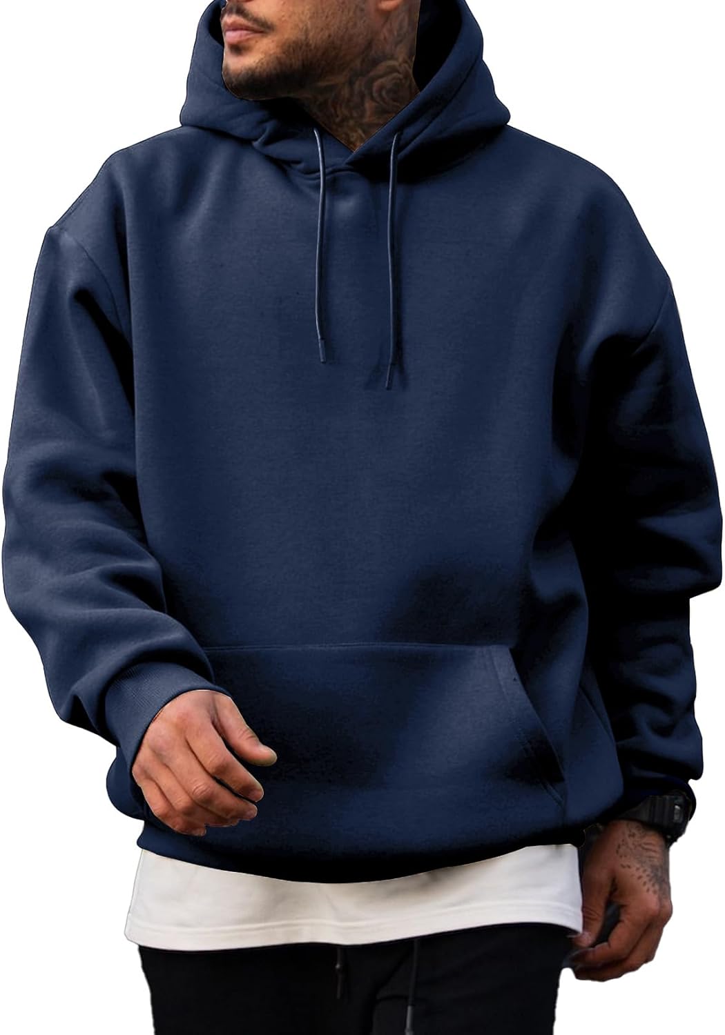 JMIERR - Sudaderas con capucha de manga larga para hombre, estilo casual, con cordón en el cuello, de algodón | Cómodo suéter con forro polar, capucha con cordón ajustable, bolsillo canguro, ajuste regular, lavable a máquina