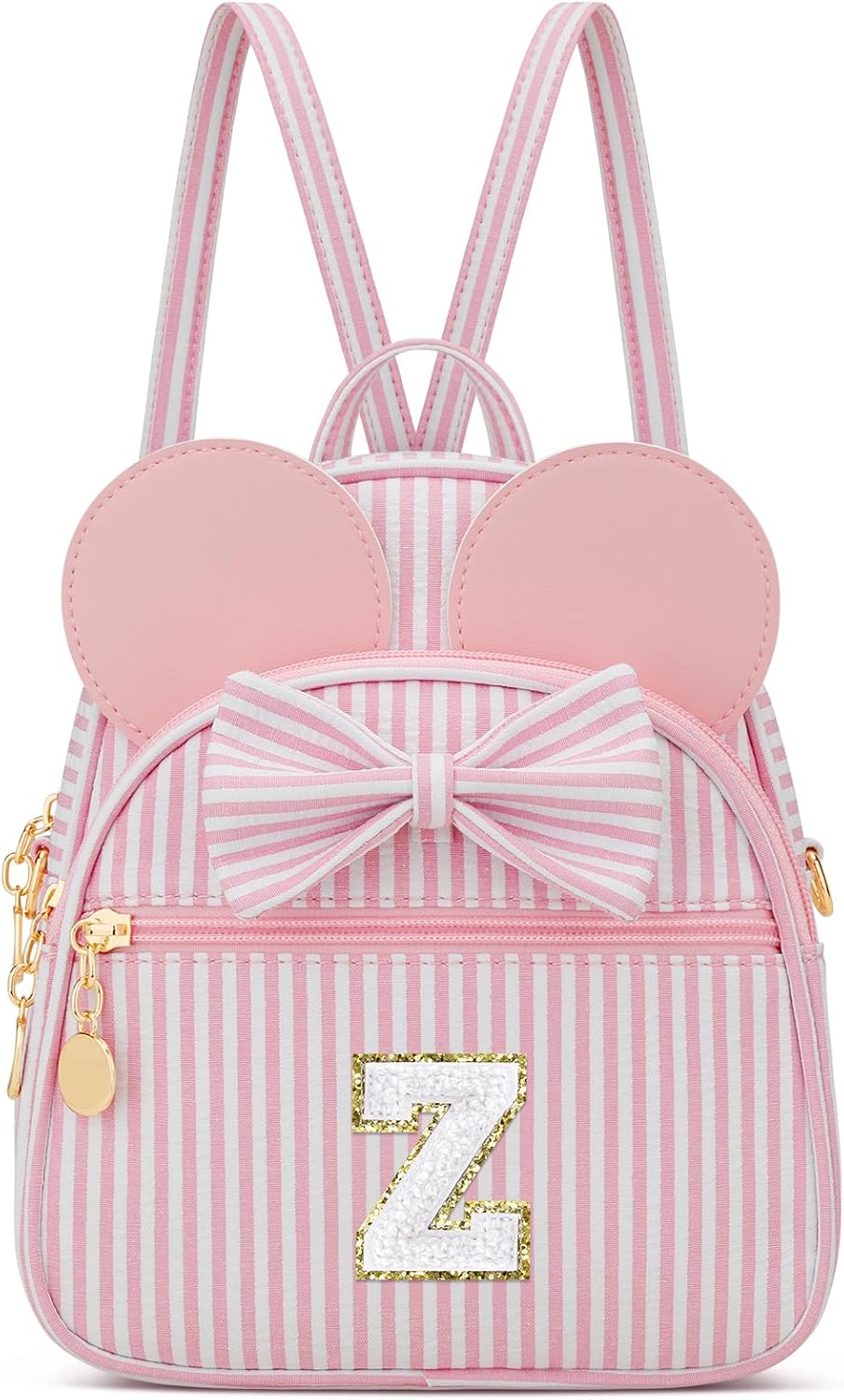 Regalo de cumpleaños personalizado para niñas pequeñas, mochila pequeña con inicial para niñas pequeñas, lindo mini bolso para niños de 3 a 10 años, rosa A