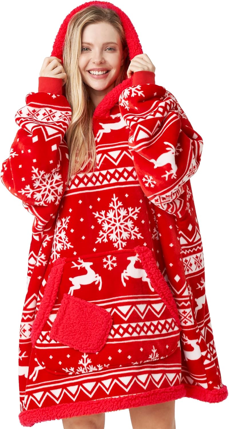 Giggling Getup Manta con capucha para adultos, regalos para adolescentes, niñas, hermanas, mujeres, forro polar sherpa, sudadera con capucha, cálida y acogedora con bolsillo y mangas, color beige gato
