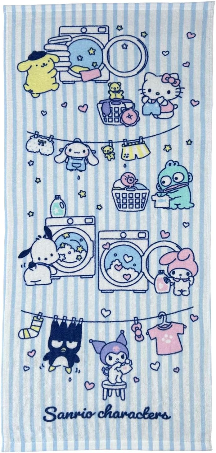 Nomura Towel Sanrio Characters Hello Kitty Face Towel, Set of 2, 13.4 x 29.5 inches (34 x 75 cm), 100% Cotton, Summer Days