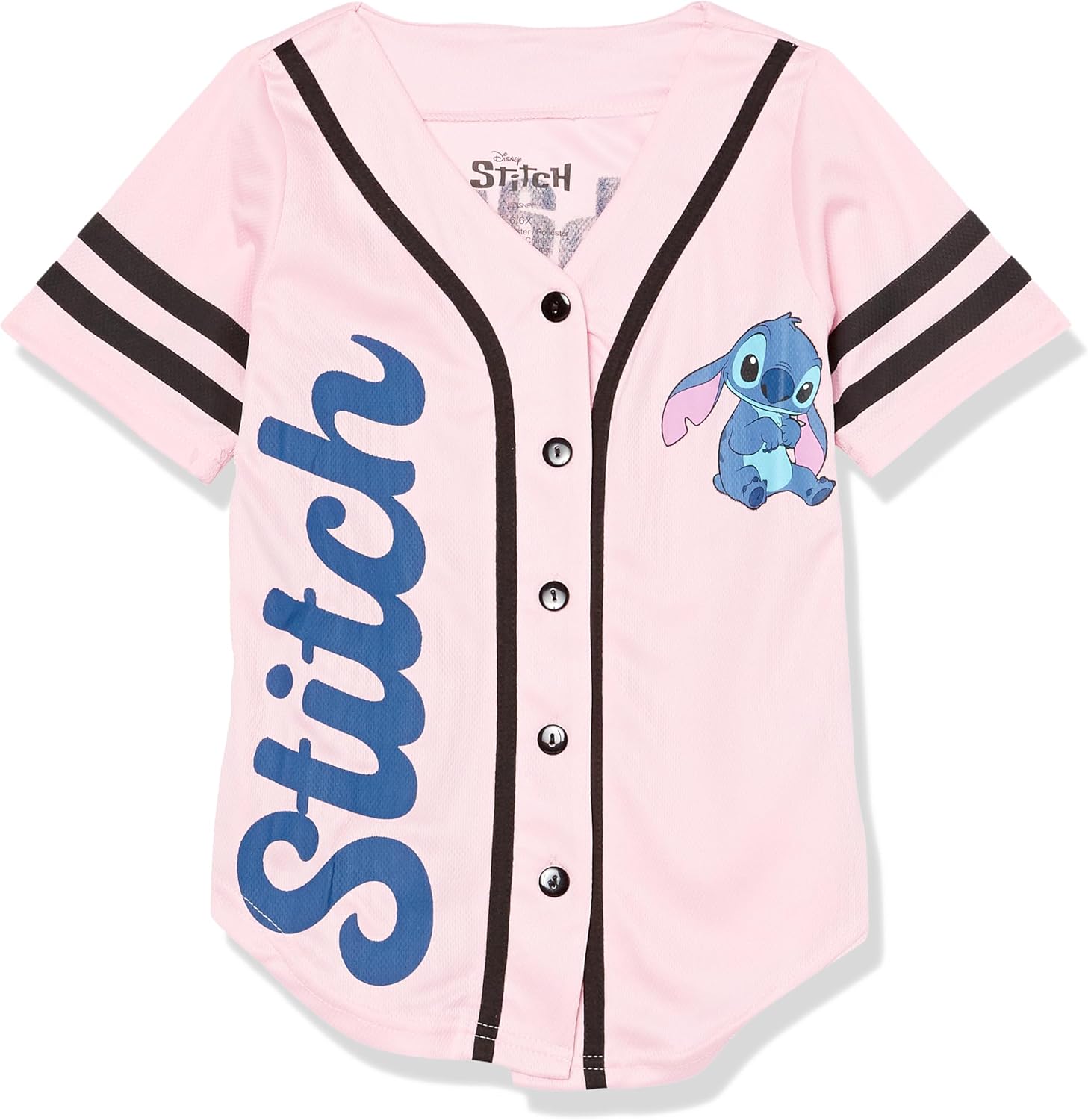 Disney Camiseta de béisbol Lilo & Stitch, Angel Baseball para niñas de Disney, camisa clásica de malla con botones