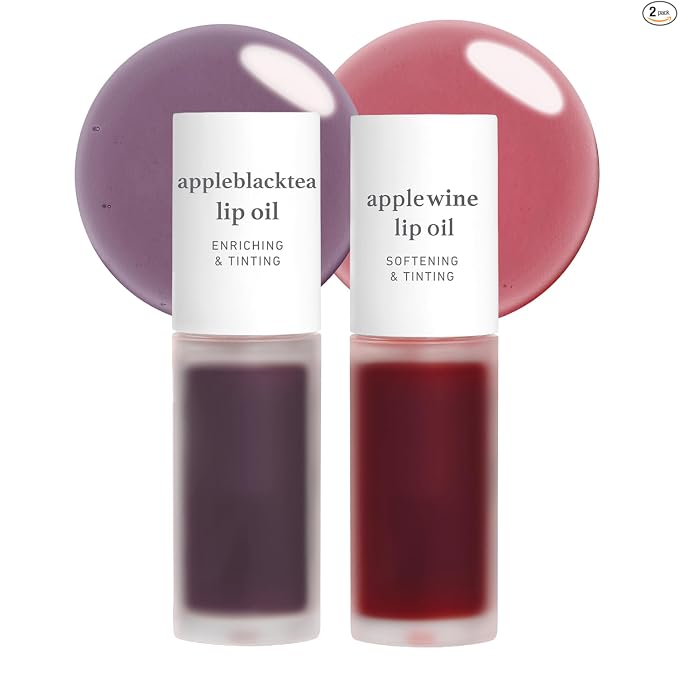 NOONI - Aceite coreano para labios, de larga duración, hidratante, revitalizante para labios secos, impermeable, relleno de calcetines para niñas adolescentes, 0.12 fl.oz, Appleplum