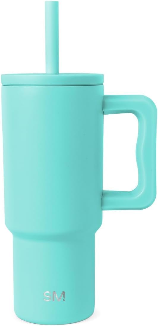 Simple Modern Disney Trek Kids - Vaso de acero inoxidable para niños y niñas, con asa y tapa con pajilla de silicona, resistente a derrames y fugas, reutilizable, Minnie Mouse en terrazo, 24 onzas